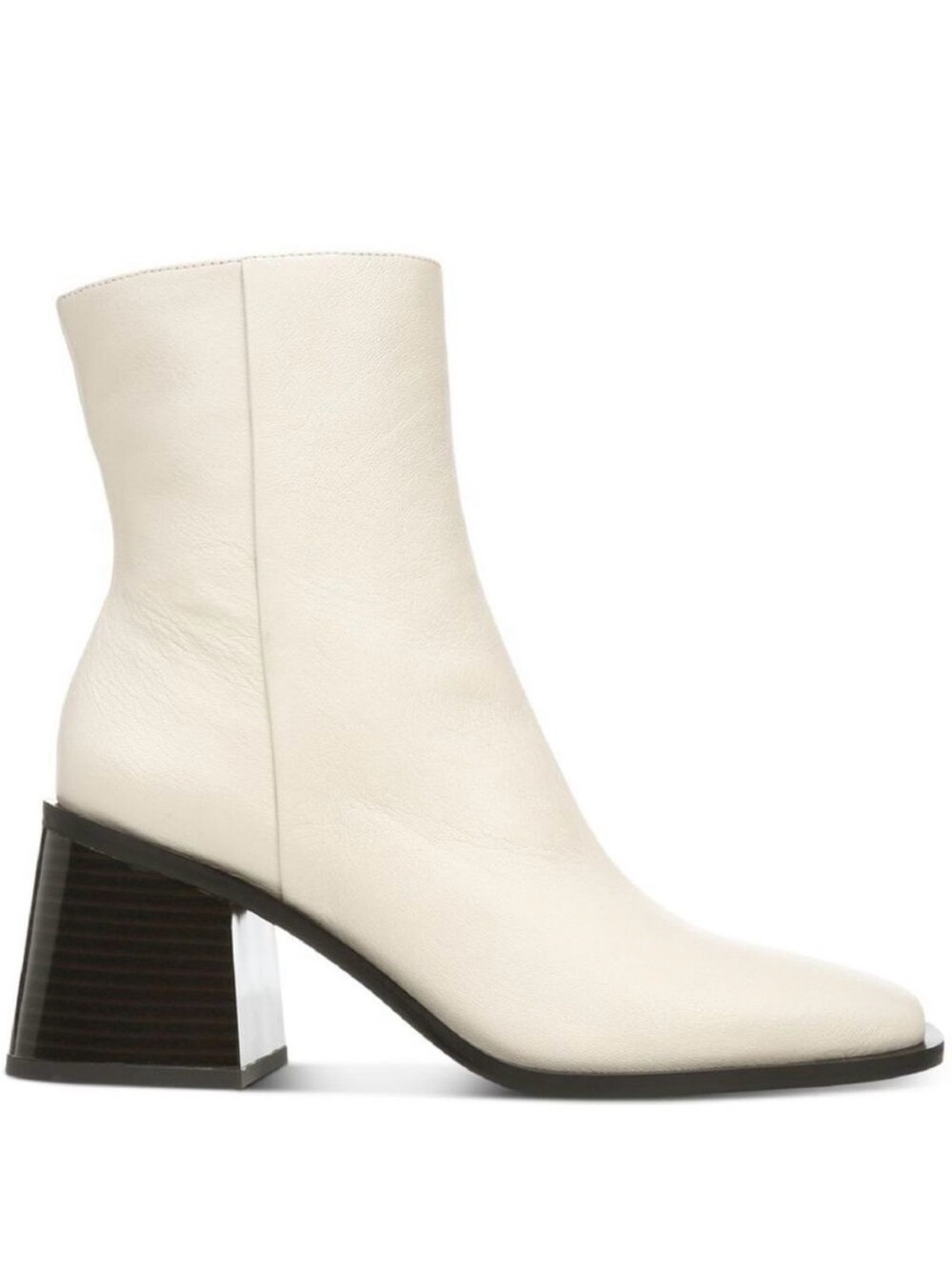 Sam Edelman Women's Cream Leather Block Heel Ankle Boots